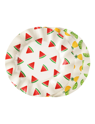 6 kartónových tanierov s ovocím melón, citrón, ananás 20,5 cm