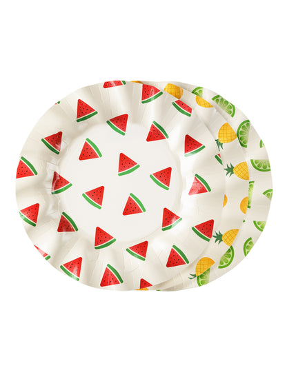 6 kartónových tanierov s ovocím melón, citrón, ananás 20,5 cm