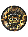 Assiettes en carton Happy new year pour fête noir et or