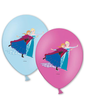 Ballons de baudruche La Reine des Neiges pour enfant bleus et roses