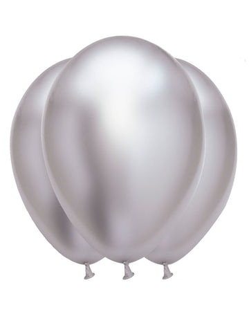 6 saténových strieborných latexových balónov 31 x 39 cm