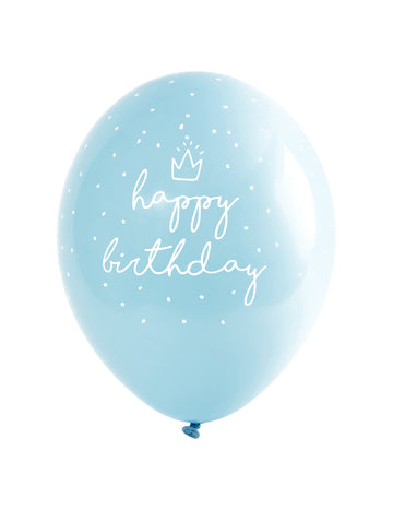 6 modrých latexových balónov s nápisom „Happy Birthday 30“ cm s bielymi bodkami