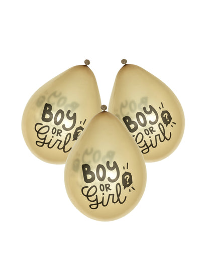6 zlatých latexových balónov (chlapčenských alebo dievčenských) cm na odhalenie pohlavia
