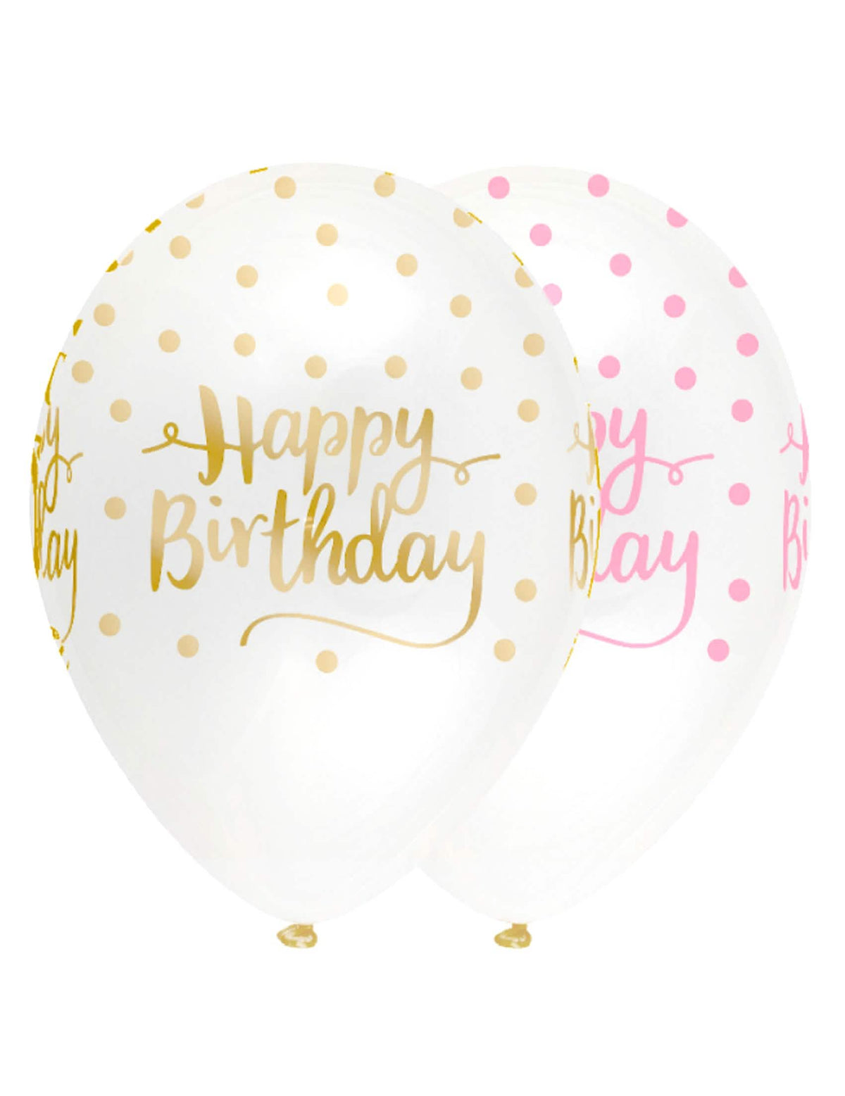 Latexové balóny Happy Birthday s bodkami na narodeniny ružová a zlatá