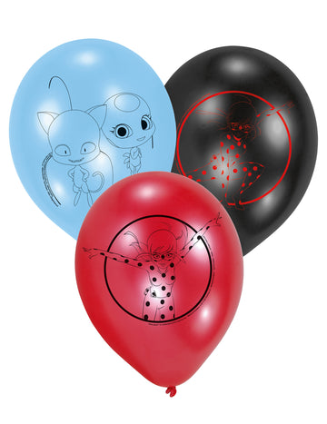 Ballons en latex Ladybug pour enfant rouges noirs et bleus