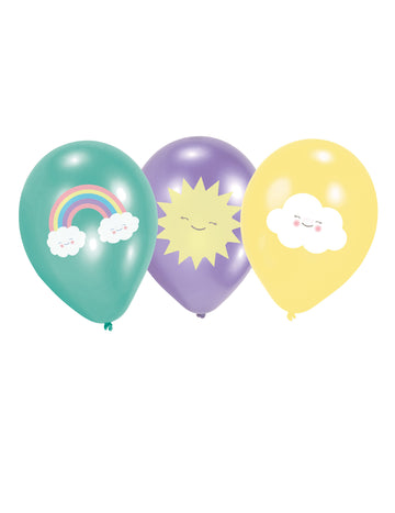 Ballons en latex Petit Nuage pour enfant menthe, violet et jaune