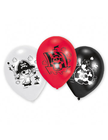 6 pirátskych latexových balónov 22 cm narodeninové dekorácie