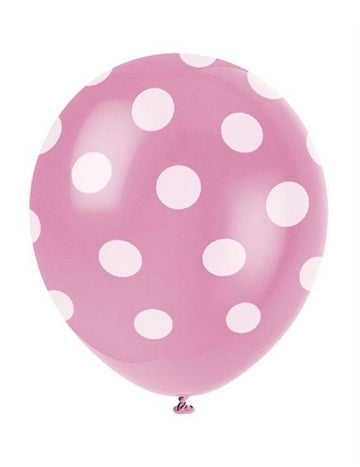 6 Pink bodkované ružové balóny 30 cm bieleho bodu bazéna