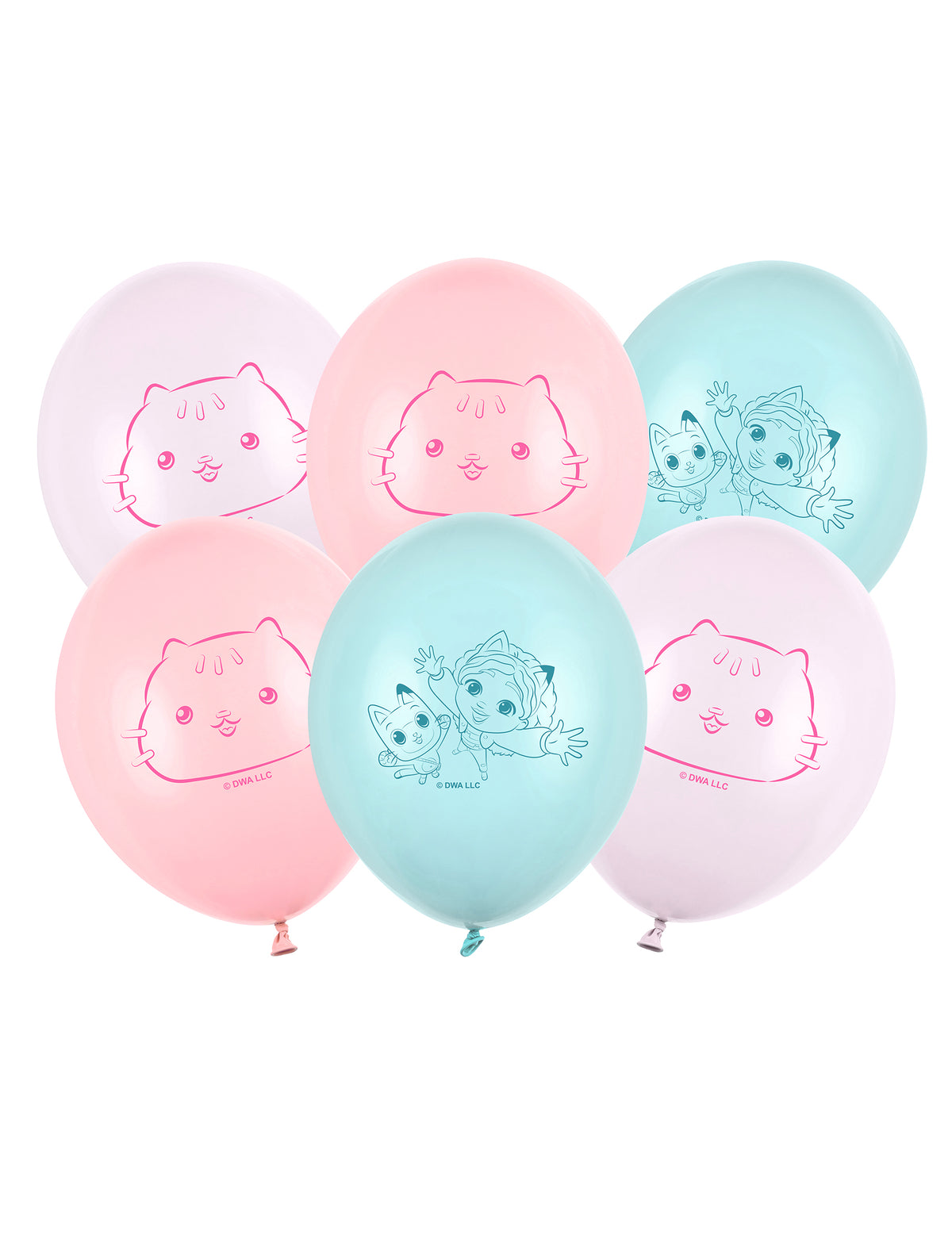 6 Ballons latex Gabby et la maison magique pour enfant rose et bleu