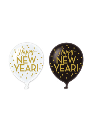 6 latexových balónov šťastný nový rok zlatý 30 cm