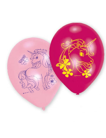 Ballons latex Licorne pour enfant rose et fuchsia