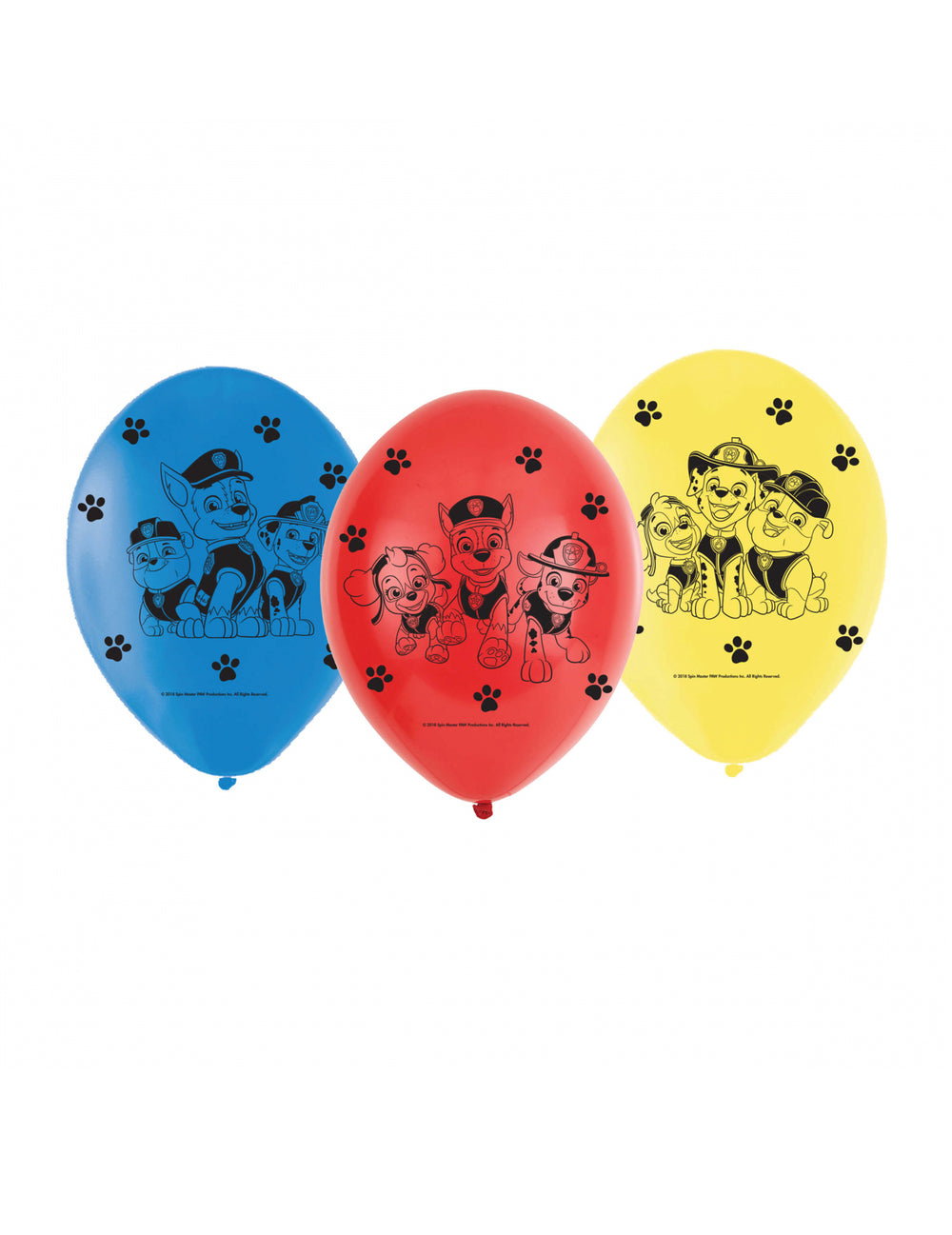 Ballons en latex Pat' Patrouille pour enfant bleus rouges et jaunes