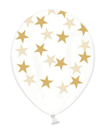 Ballons en latex étoiles dorées transparents