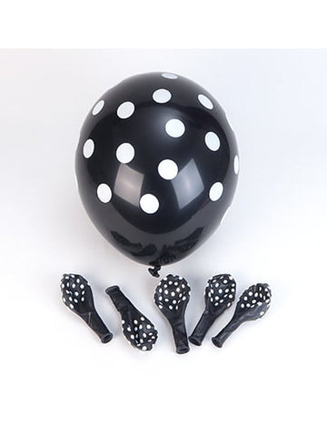 Ballons en latex à pois blanc pour fête noirs