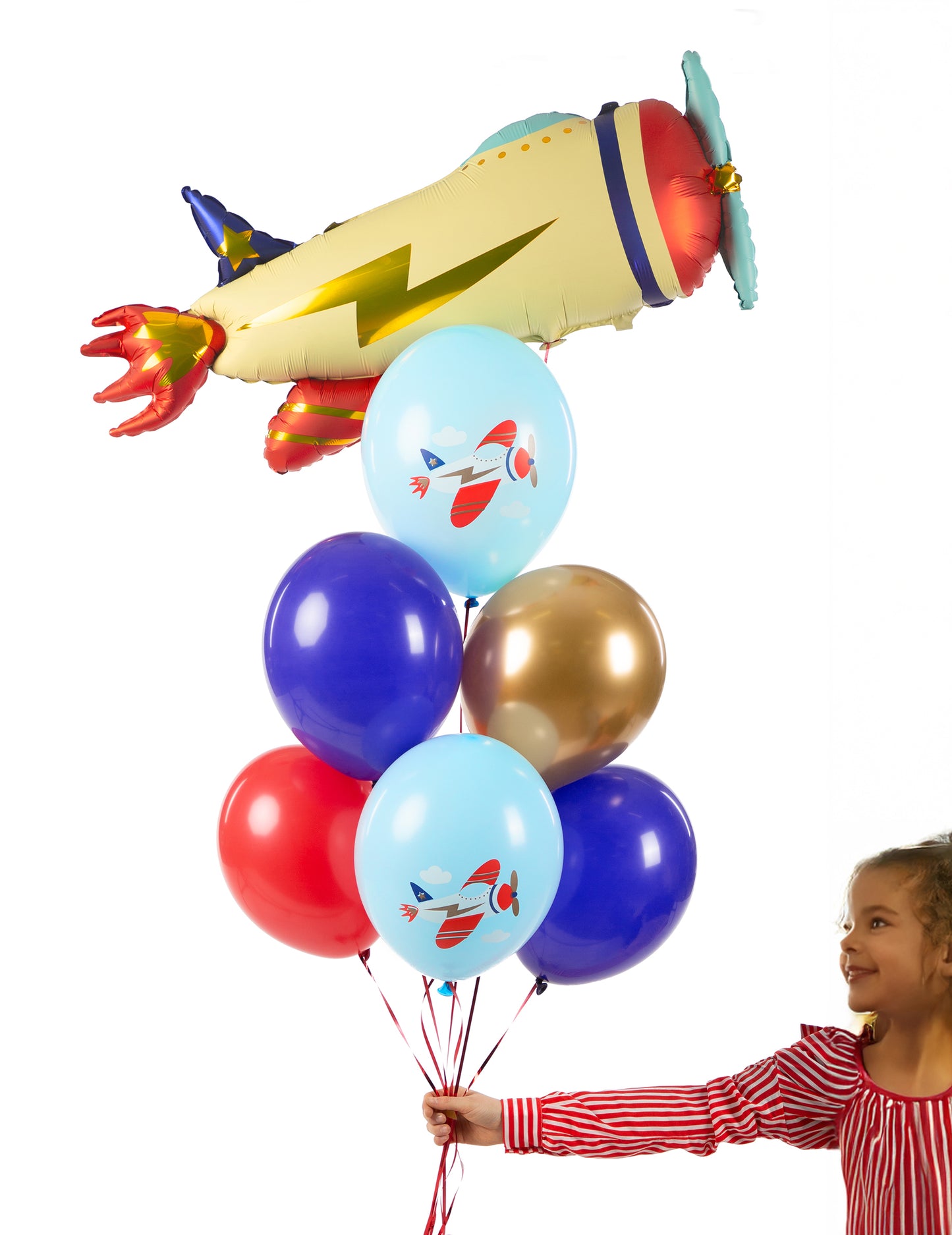 6 balónov, malé lietadlo, 30 cm k narodeninám dieťaťa