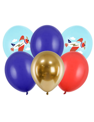 6 balónov, malé lietadlo, 30 cm k narodeninám dieťaťa