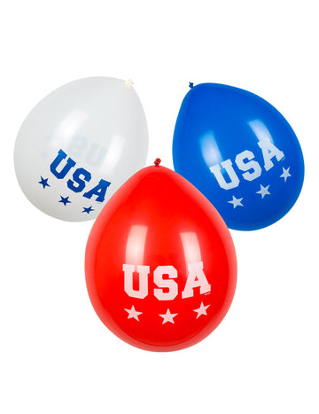 6 ballons USA bleu blanc rouge avec étoiles