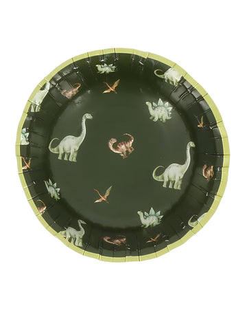 6 zelených kartónových misiek s dinosaurami 13 cm na narodeniny