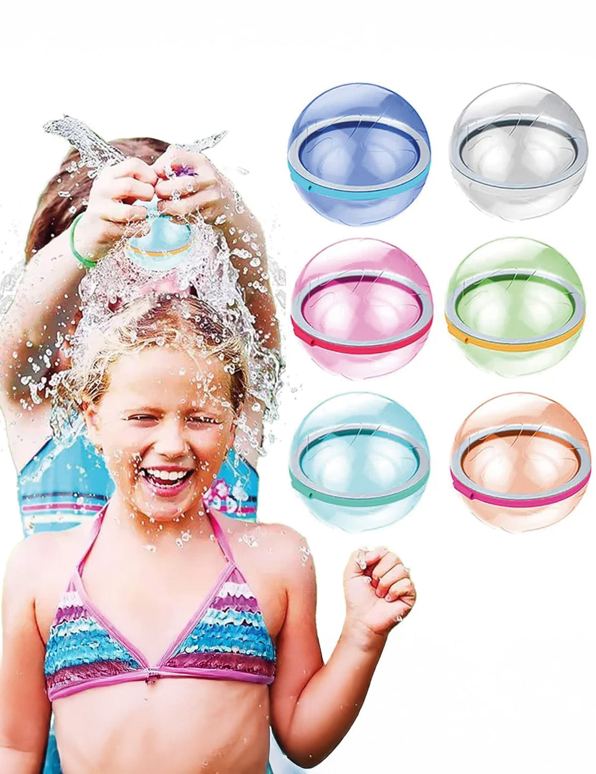 Bombes à eau réutilisables pour enfant lot de 6 multicolores