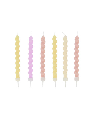 6 skrútených pastelových gradientných sviečok 8,5 cm
