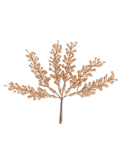 Branches de baies à paillettes pour décoration rose gold sur tige