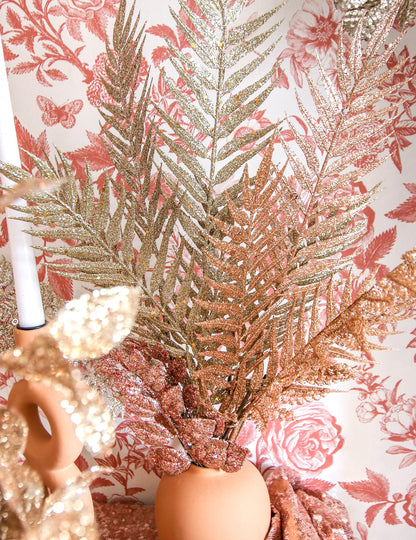 6 konárov na stonkách, čokoládové trblietky, 18 cm na vianočné ozdoby