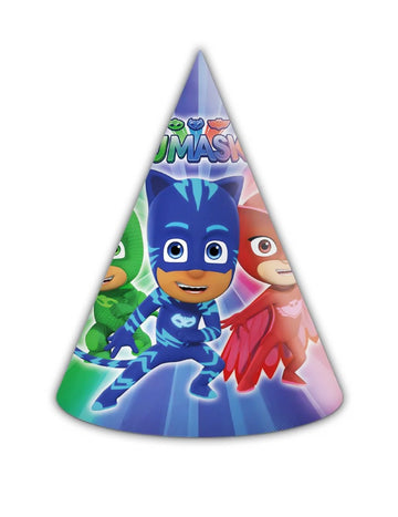 Chapeaux de fête Pyjamasques bleu vert et rouge