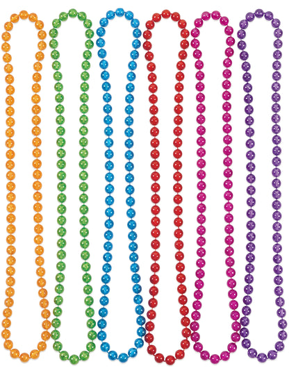 6 colliers de perles en plastique transparent et coloré