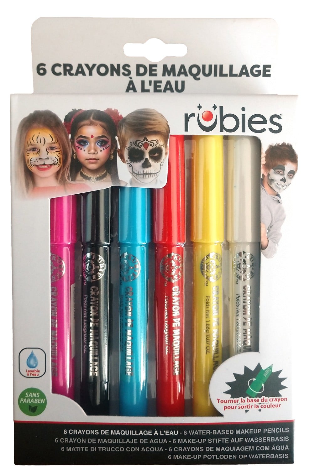 6 Crayons maquillage à l'eau pour enfant multicolores