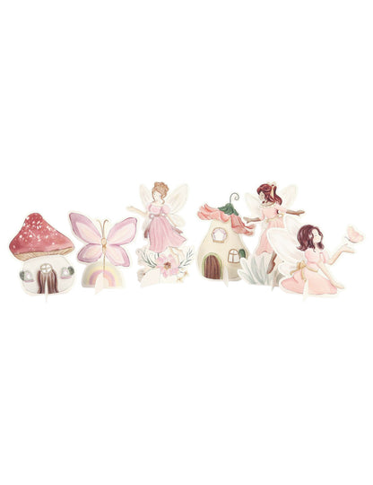 6 pastelovo ružových papierových ozdôb v tvare víl, vysokých 6,8 až 10 cm cm začarovaný vesmír