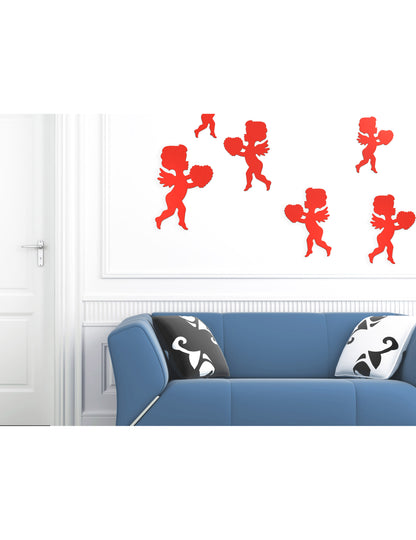 6 červených dekorácií cupid vzor