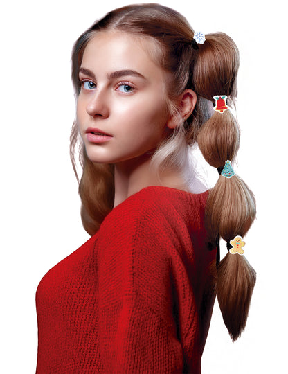 6 vianočných gumičiek do vlasov