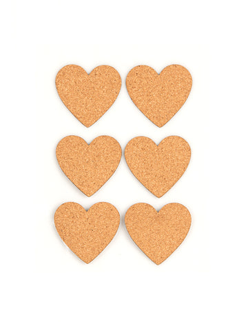 6 samolepiacich korkových etikiet v tvare srdca, 7,5 x 4,5 cm cm na svadbu