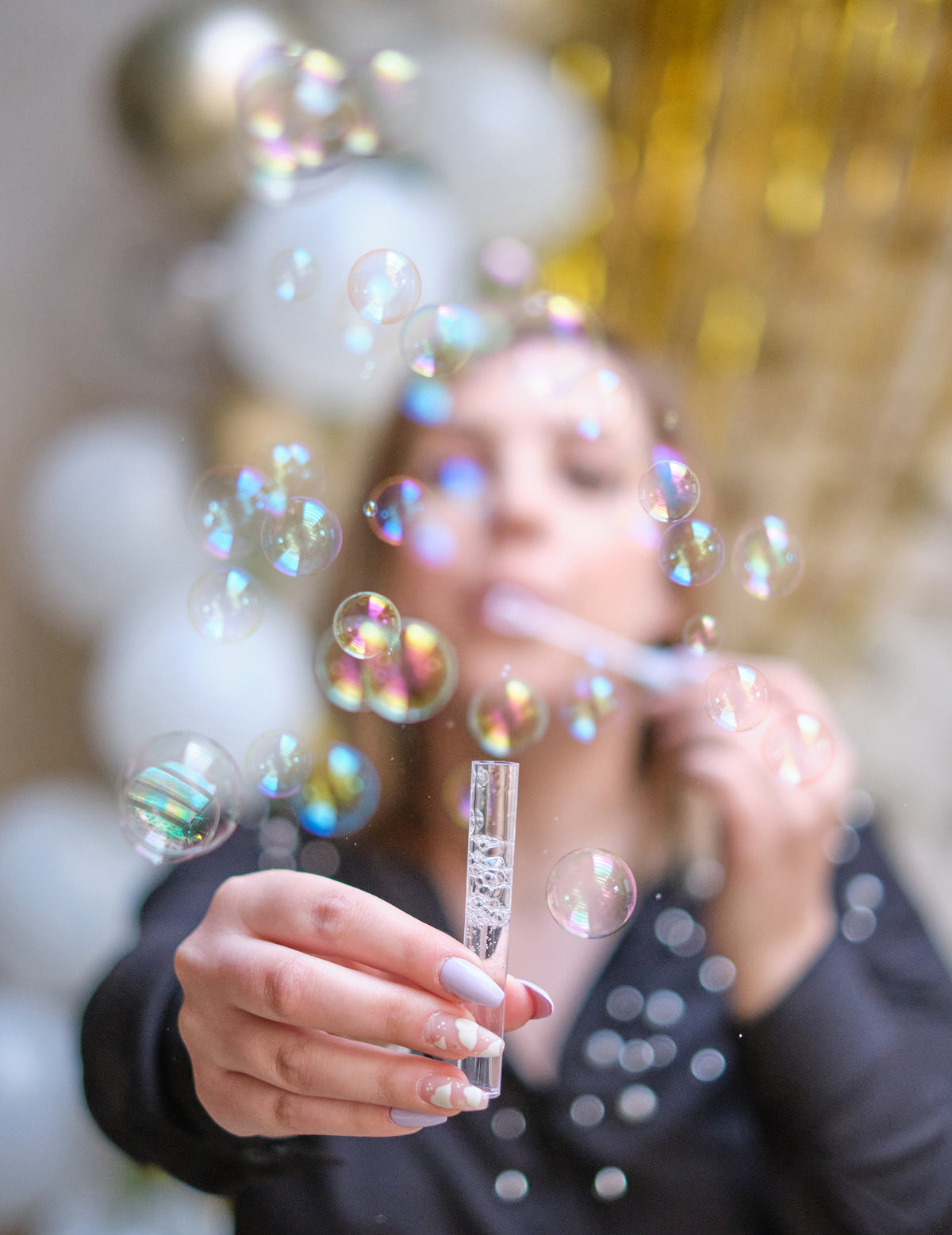Mise en situation de l'utilisation du flacon de bulles à savon mariage