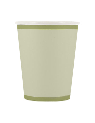 Gobelets bi-color en carton champêtre pour fête vert de gris et vert sauge