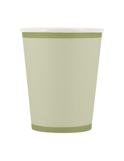 Gobelets bi-color en carton champêtre pour fête vert de gris et vert sauge