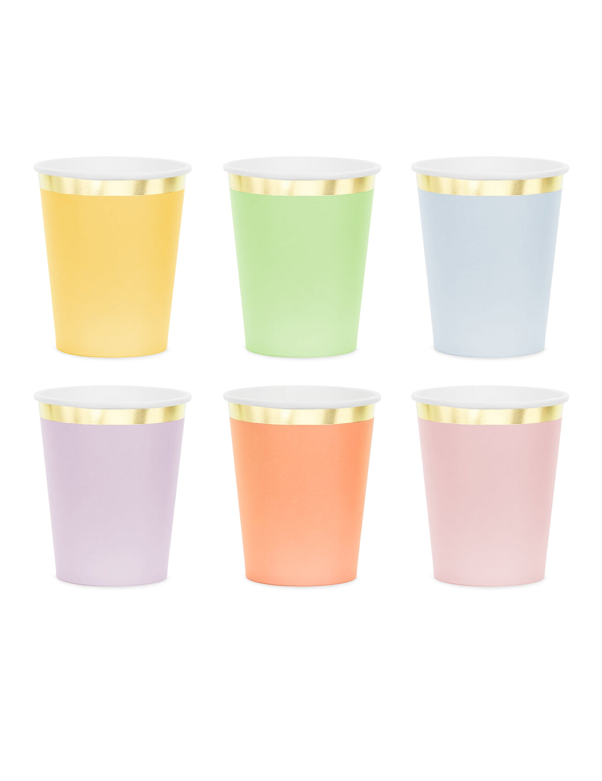 6 pastelových kartónových pohárov so zlatým okrajom 220 ml