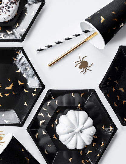 6 kartónových šálok čierny a zlatý obušok 220 ml