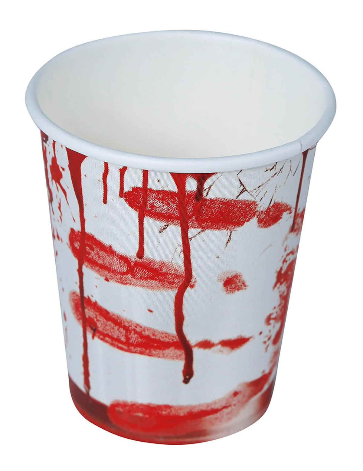 Detail na stopy krvi na halloween krvavom papierovom pohári