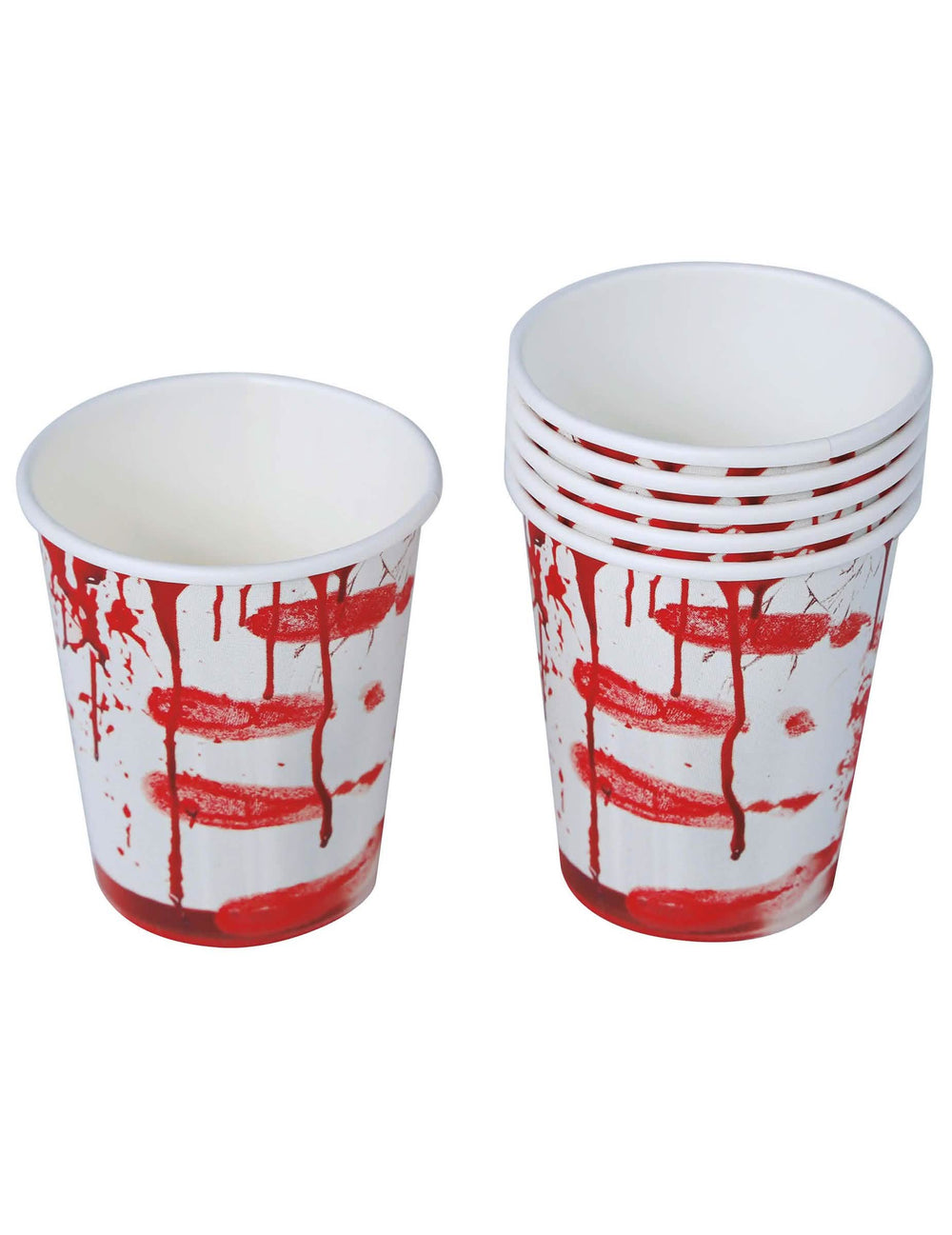 Prehľad sady kartónových pohárov halloween so znečistenou krvou