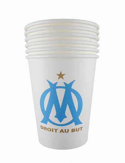Gobelets OM pour supporter blancs avec logo bleu et étoile or