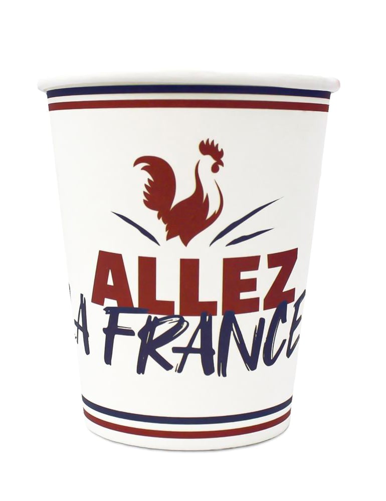 Gobelets Allez la France pour supporter blanc bleu et rouge avec logo coq