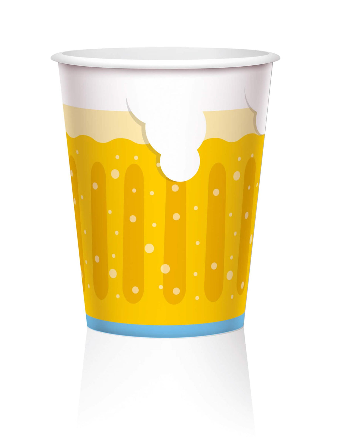 Papierové poháre na pivo na párty žltá s bielou penovou dekoráciou