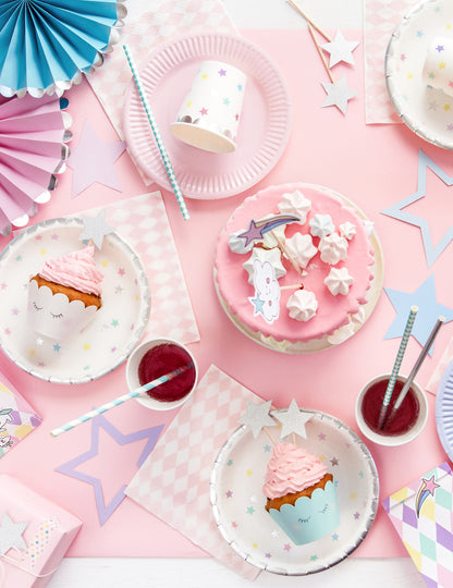 6 ozdob na muffiny s jednorožcom 7,5 x 5 cm pastelové