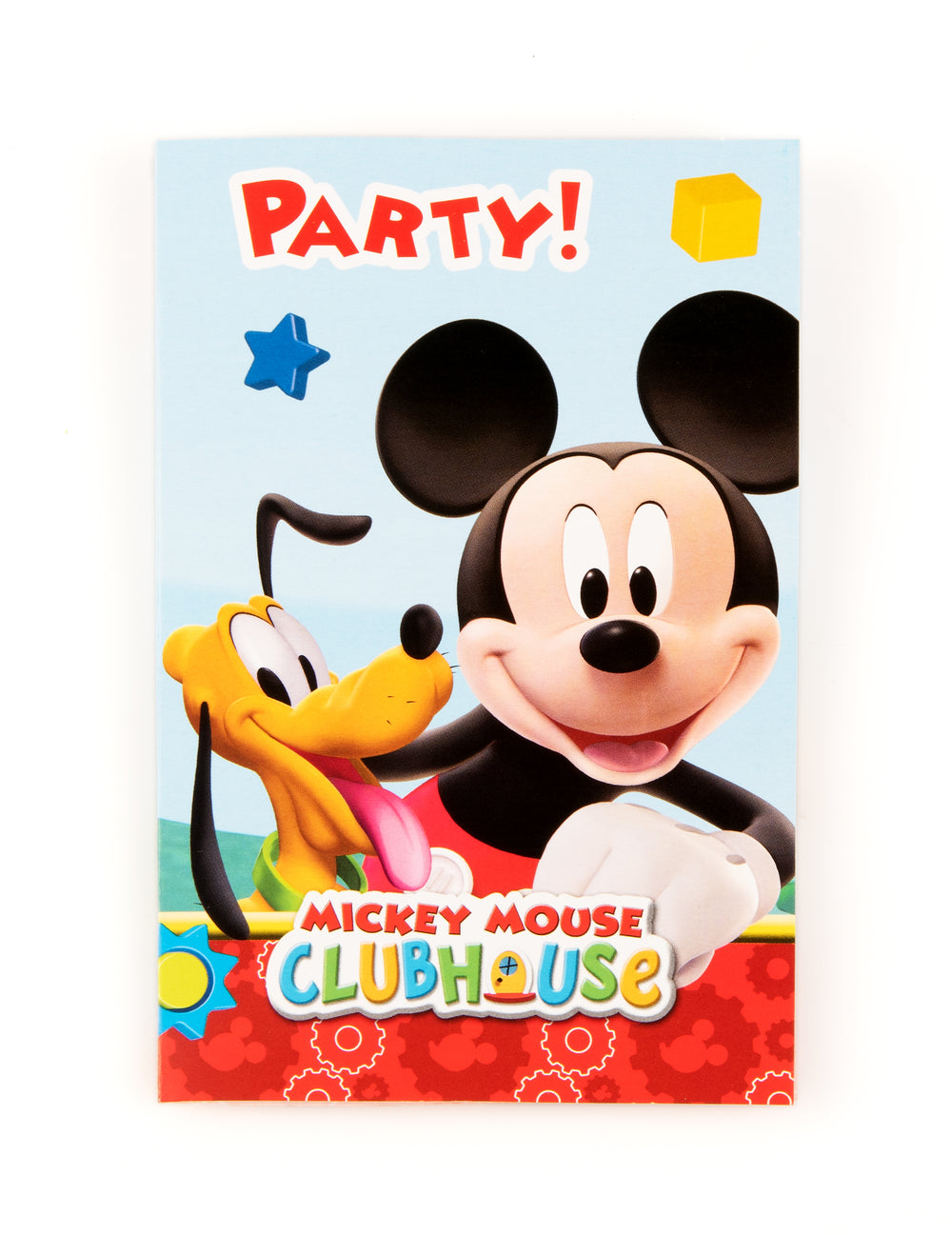 Invitations carton Mickey Mouse pour enfant bleu et rouge avec Pluto