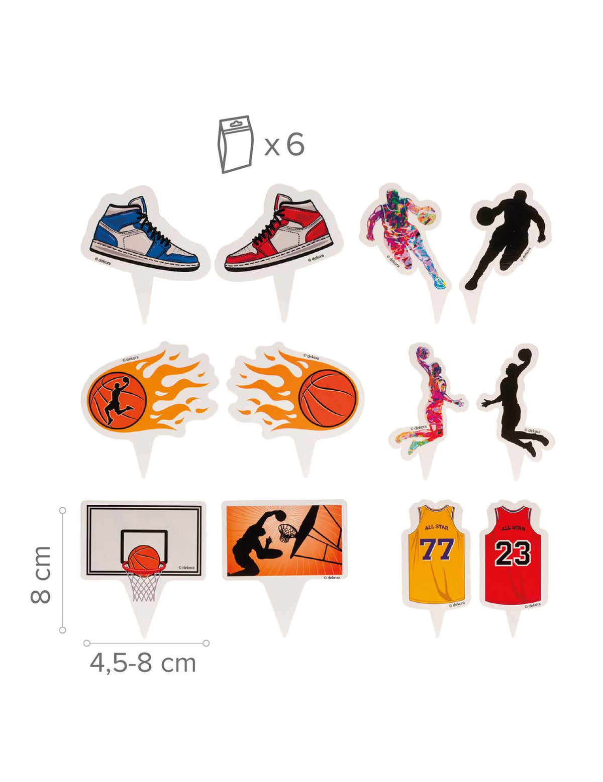 Sada na zdobenie 6 cupcakes s toppermi Basketbal