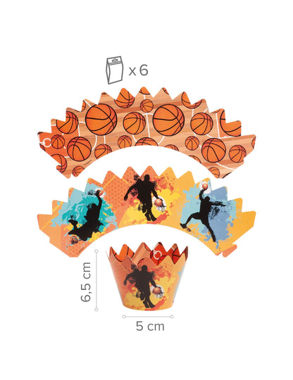 Sada na zdobenie 6 cupcakes s toppermi Basketbal
