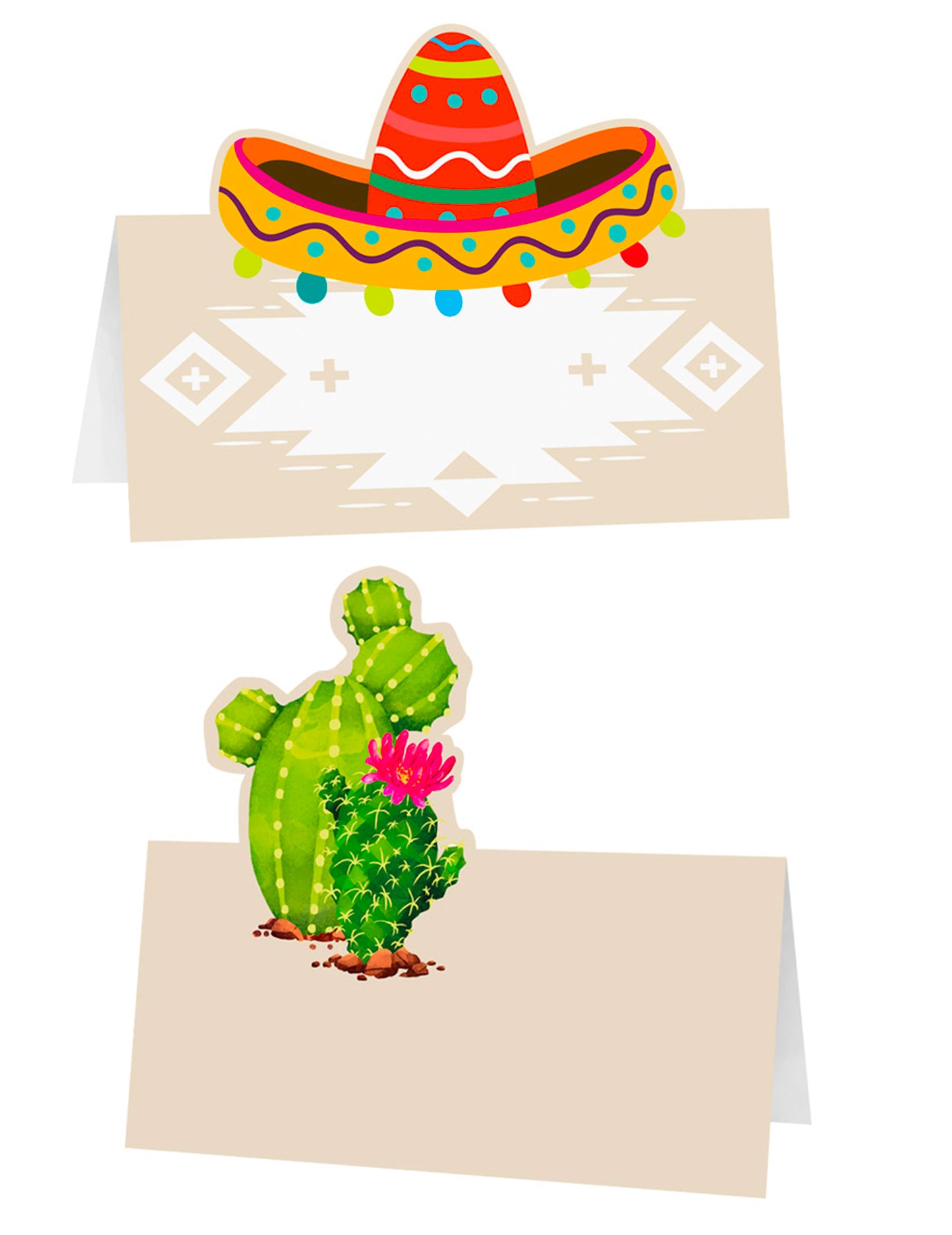 6 kartičiek s kaktusmi a sombrerami s rozmermi 8 x 8 cm Mexická téma