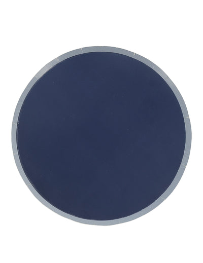 Petites assiettes en carton de fête bleu marine et bleu orage