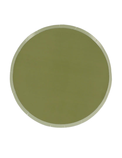 6 malých dvojfarebných kartónových tanierov v šalviovo zelenej a sivozelenej farbe 18 cm bohémsky dekor